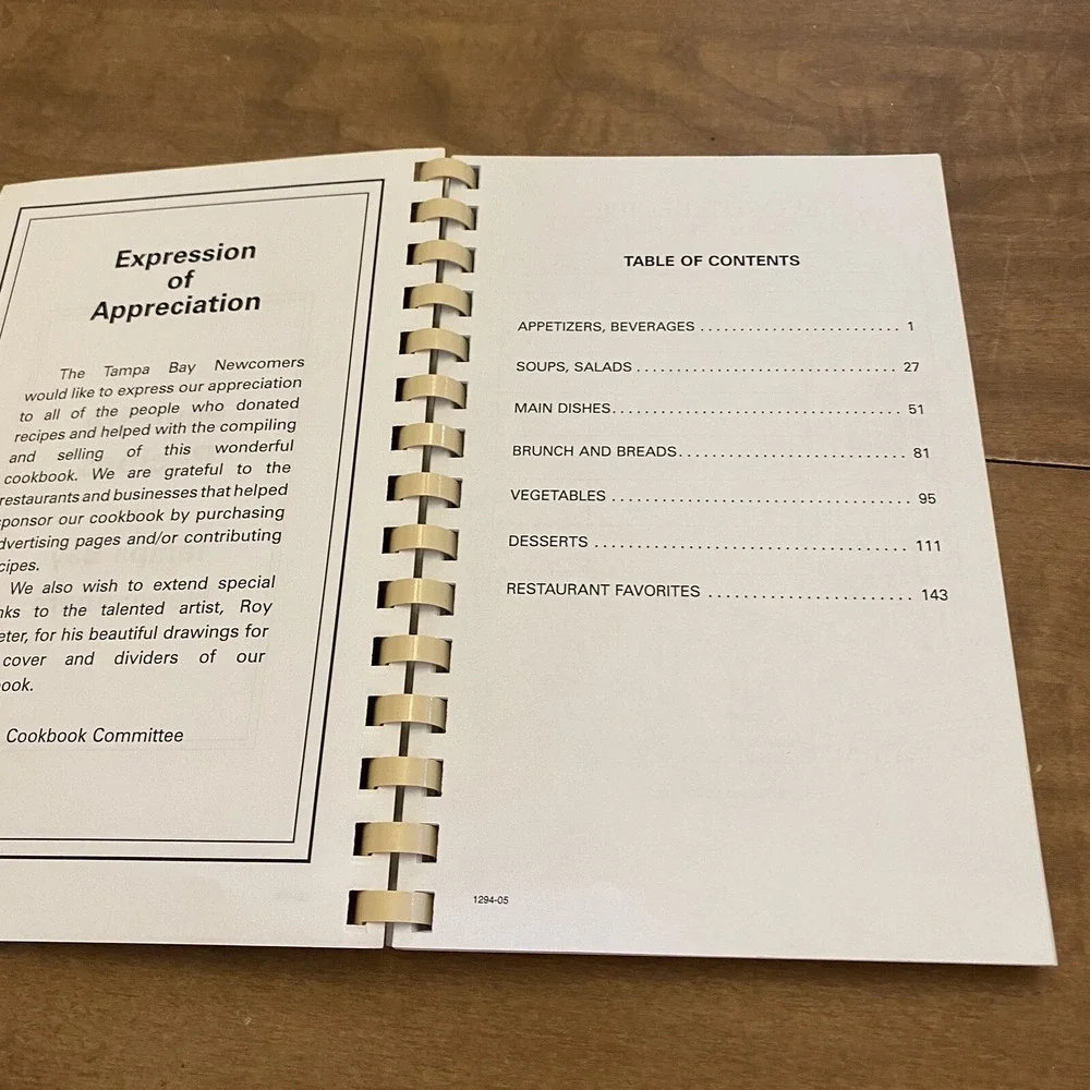 Favorite Recipes From Tampa Bay Newcomers Florida Cookbook Spiral Bound